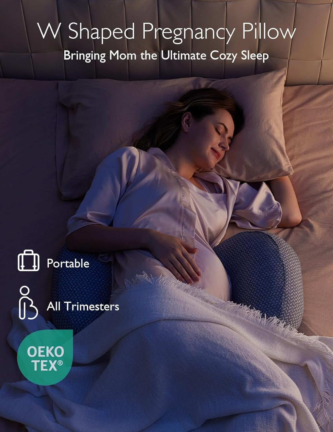 W Shaped Pregnancy Pillow Adjustable Support Back Hip Belly Pain Relief