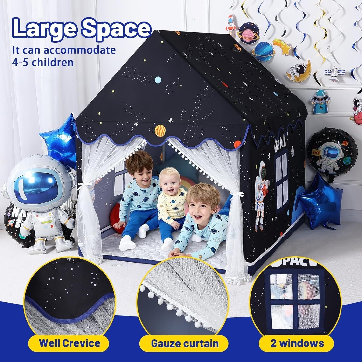 Kids Space Play Tent Indoor Outdoor w/ Mat Large Playhouse Toddler Gift