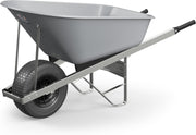 120L 1-Wheel Garden Wheelbarrow Grey – Puncture Proof Fat Tyre Heavy Duty Frame