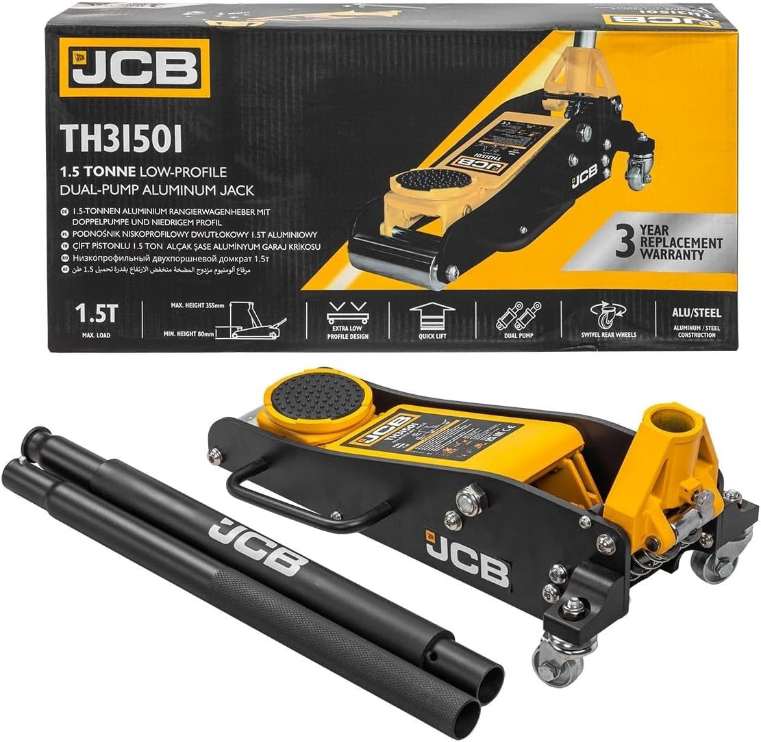1.5 Ton Low Profile Aluminium Trolley Jack Double Pump Quick Lift 80–355mm