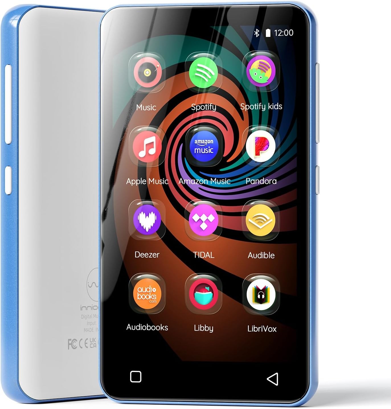 MP3 MP4 Player White Blue 4" Touch WiFi Bluetooth Spotify