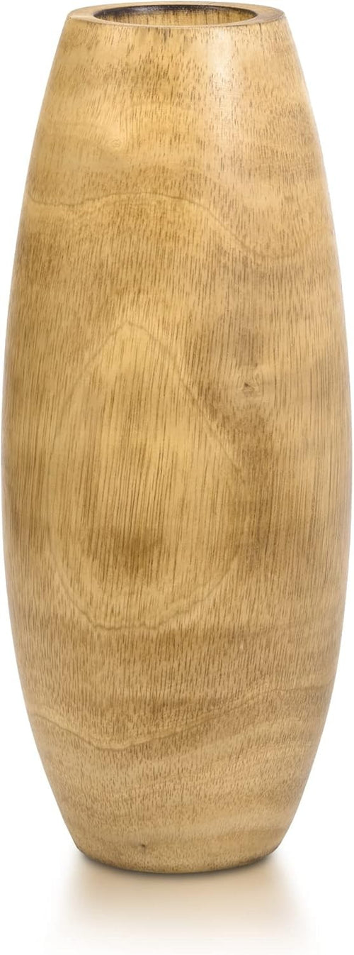 Handcrafted Wooden Flower Vase Tall Natural Wood Grain Home Decor 30cm