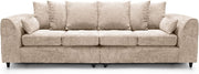 4 Seater Sofa Cream Chenille Crushed Fabric Couch Modern for Living Room