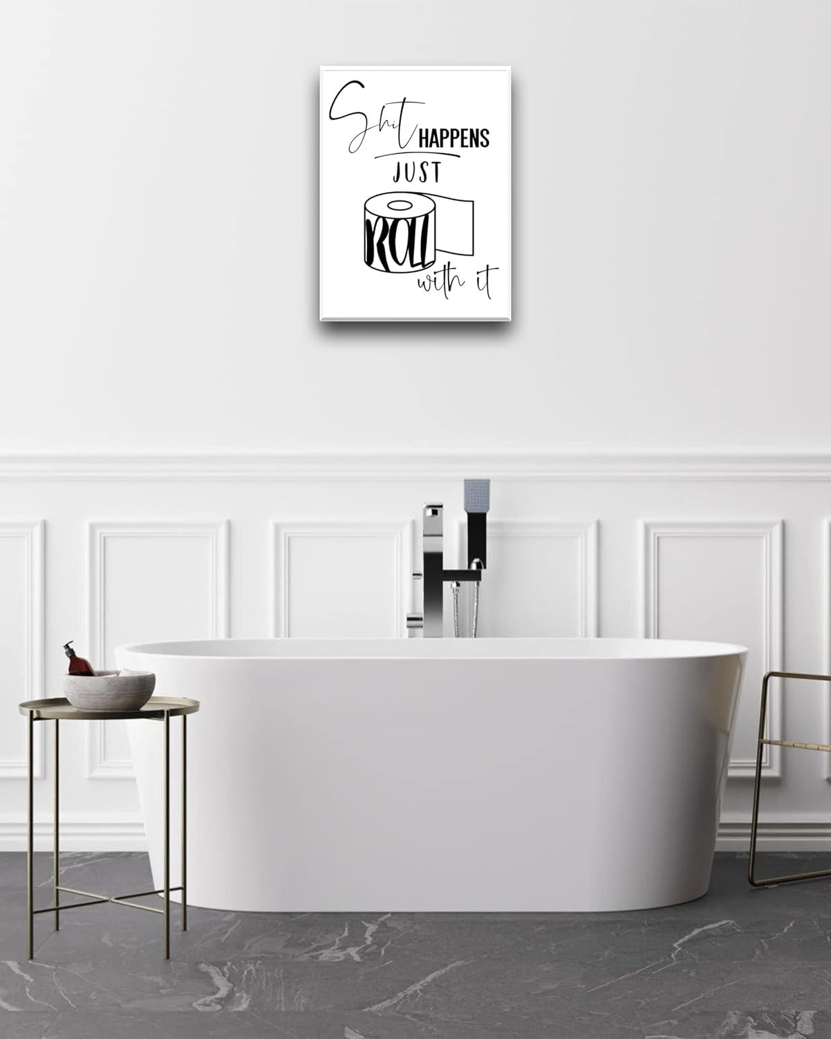 Funny Bathroom Wall Art 12x16 Framed Waterproof Canvas