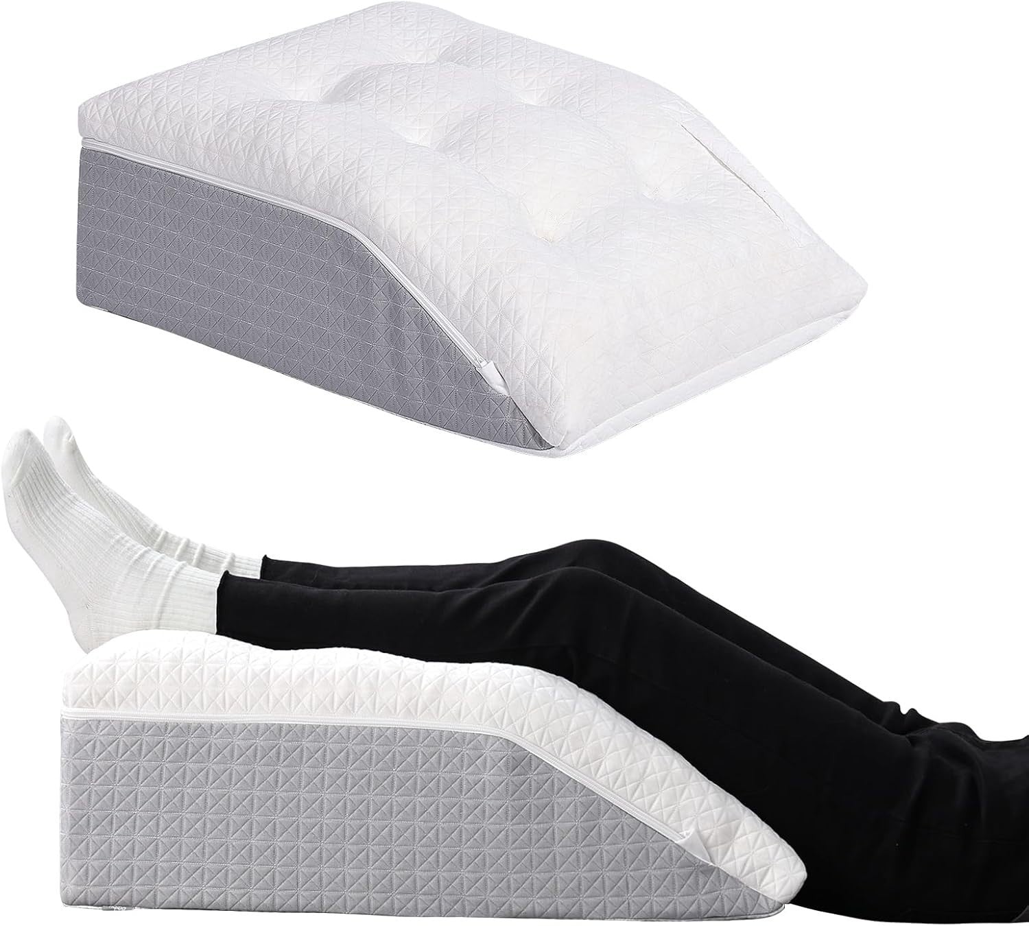 Memory Foam Leg Elevation Pillow Wedge for Knee Pain Swelling Support