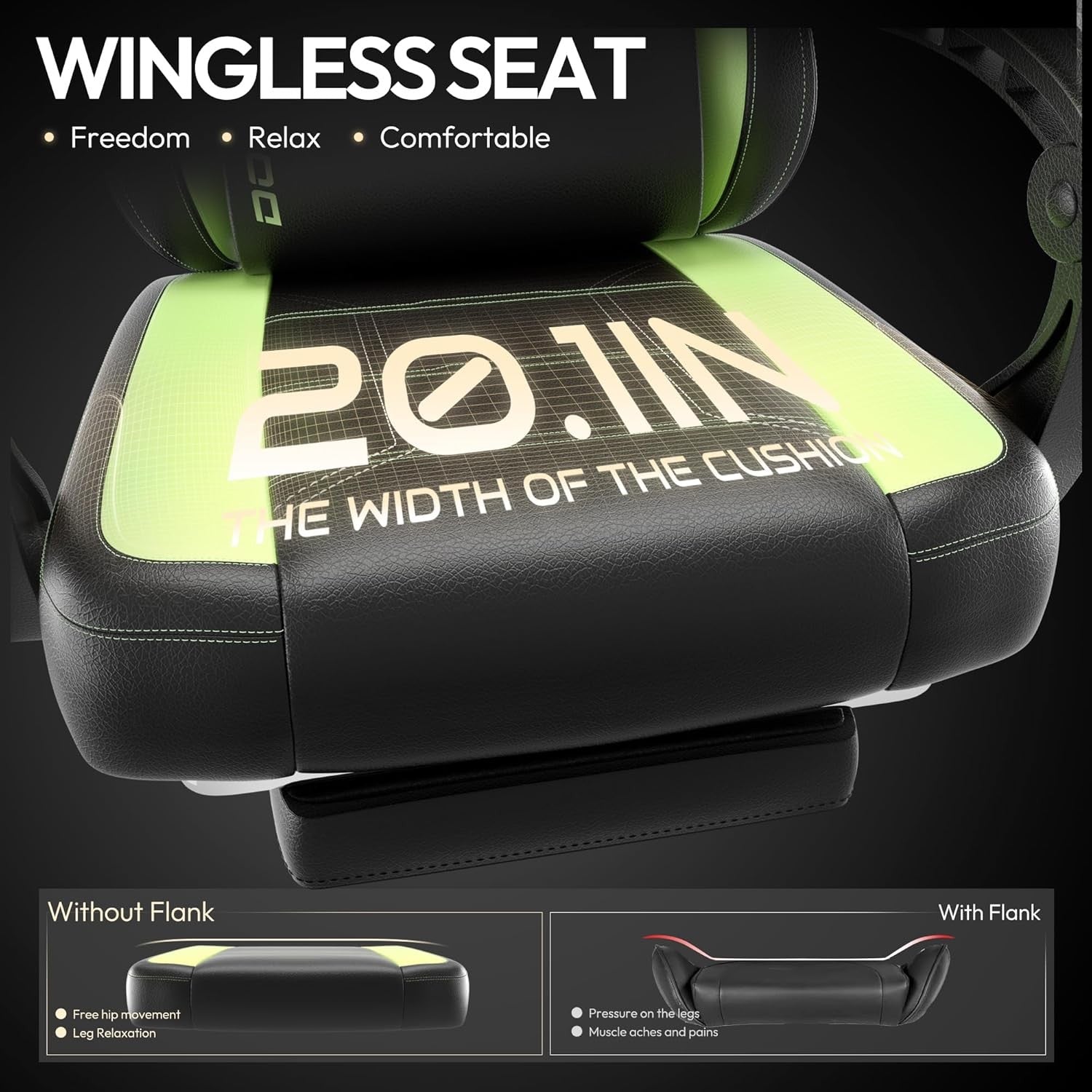 Heavy Duty Gaming Chair 200kg Ergonomic w/ Massage Lumbar Green