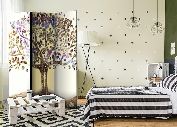 Elegant Tree Art Room Divider 135×172cm 3-Panel Privacy Foldable Screen