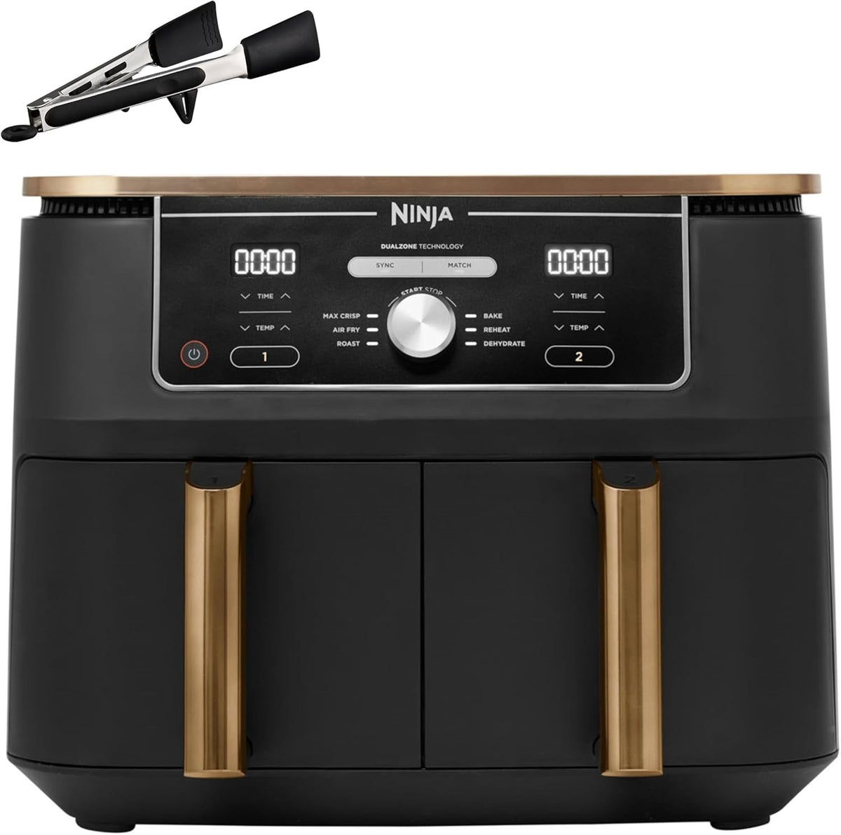 Dual Zone Air Fryer 9.5L 2 Drawer No Oil Max Crisp Roast Bake