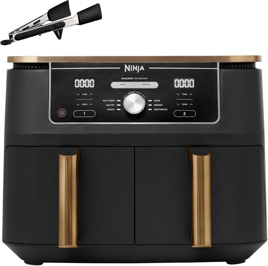 Dual Zone Air Fryer 9.5L 2 Drawer No Oil Max Crisp Roast Bake