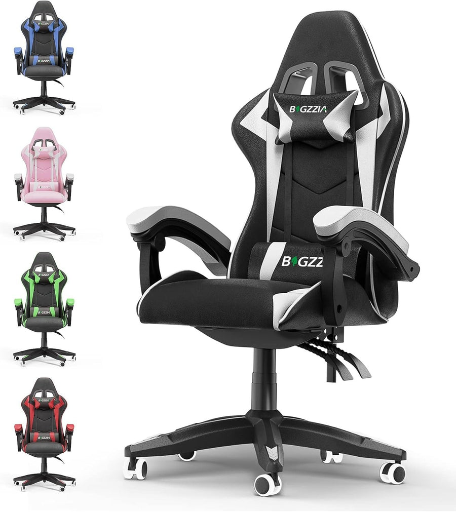 Ergonomic White Gaming Chair Recliner Faux Leather Desk Office PC Seat