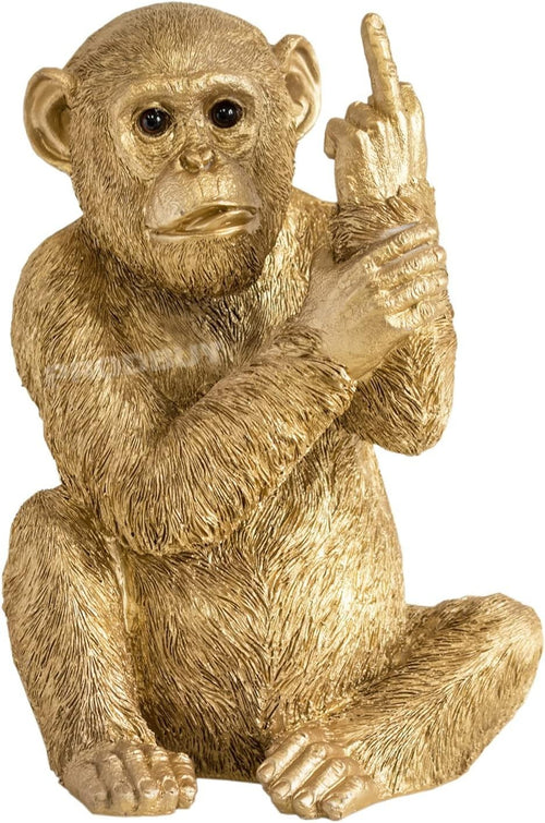 Large Gold Rude Monkey Ornament Resin Statue Funny Home Decor Figurine 30.5cm