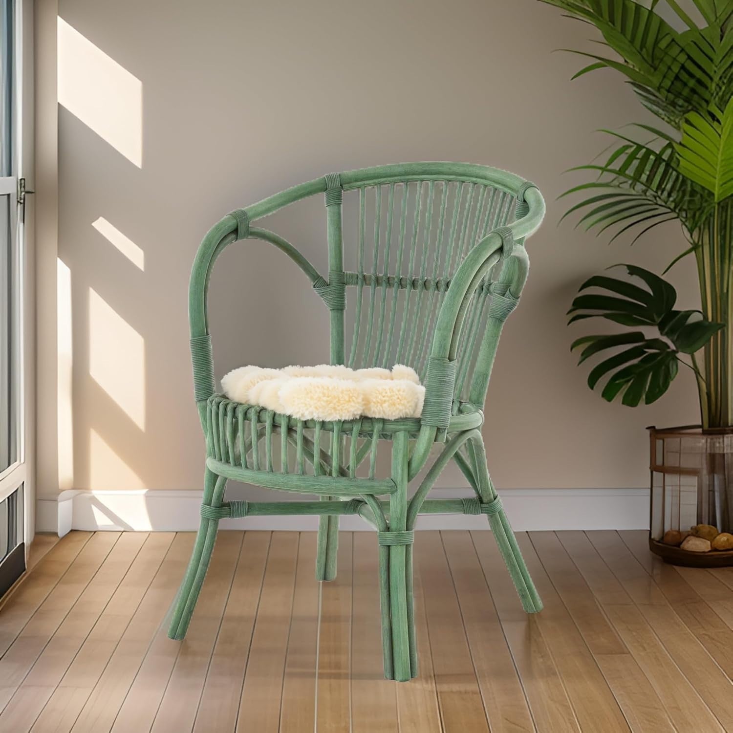 Scandinavian Rattan Wicker Chair Natural Handmade Indoor Lounge Armchair
