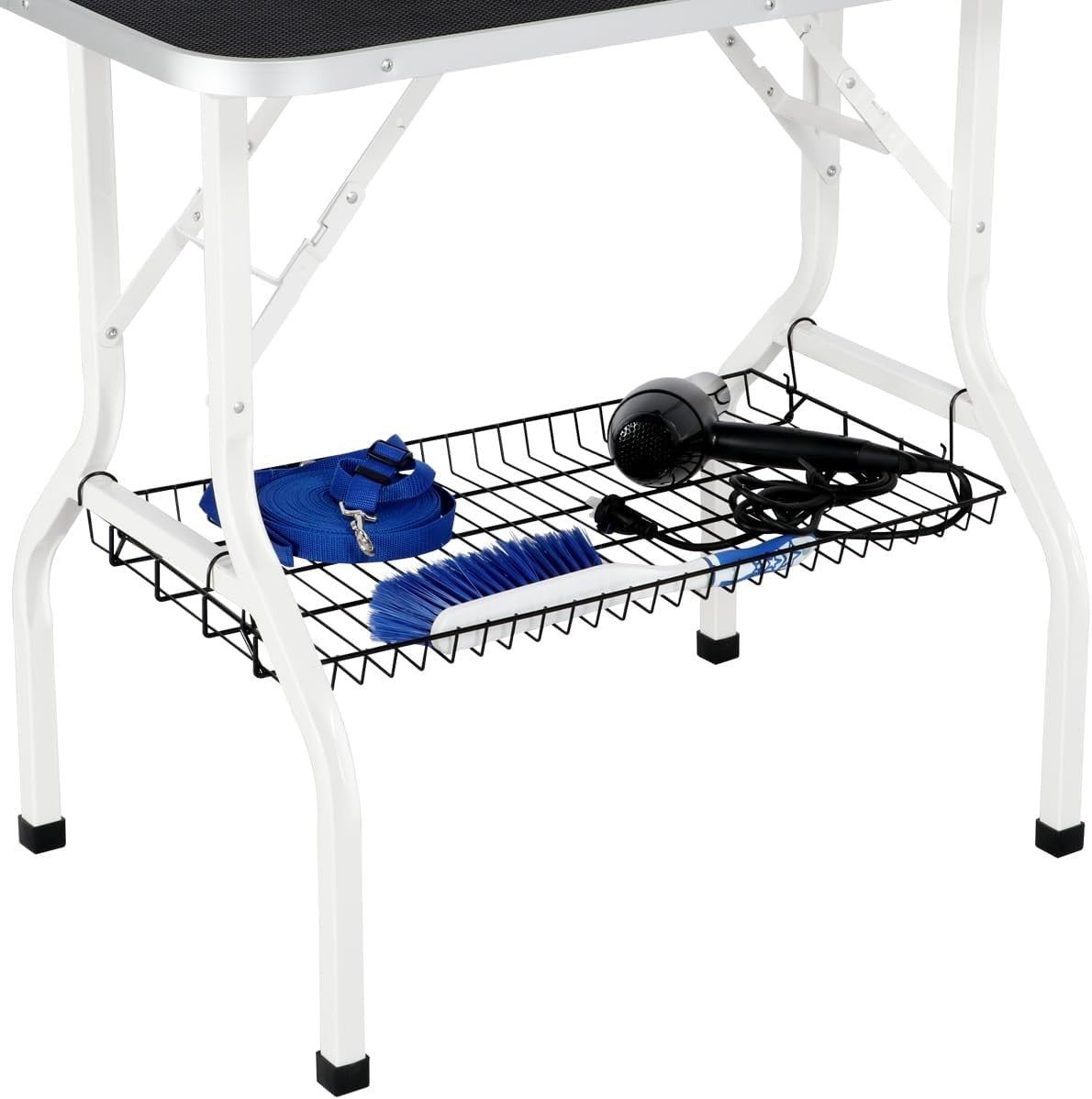 Foldable Dog Grooming Table Adjustable Arm Double Tether Basket Non Slip