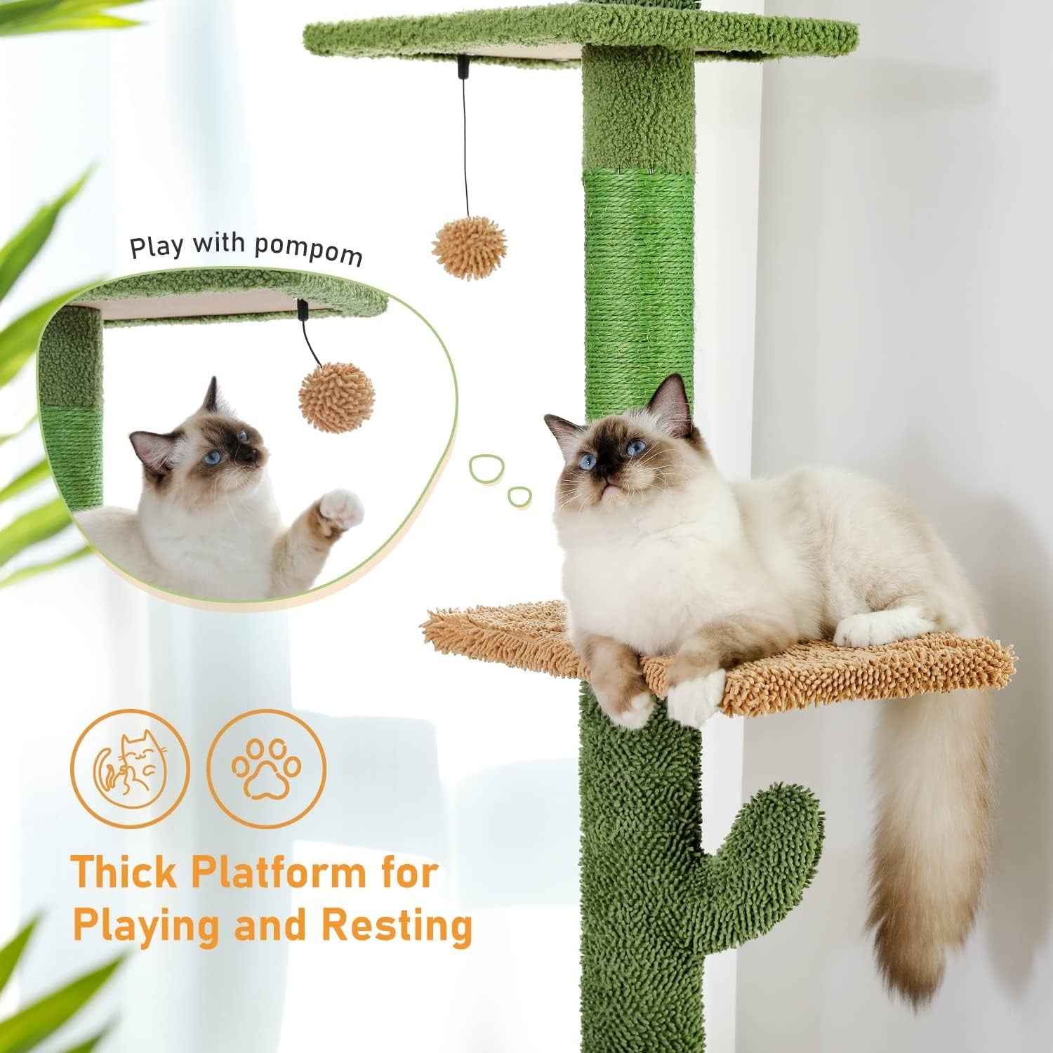 Floor to Ceiling Cat Tree Tower Adjustable 239–275cm Climbing Scratching Post