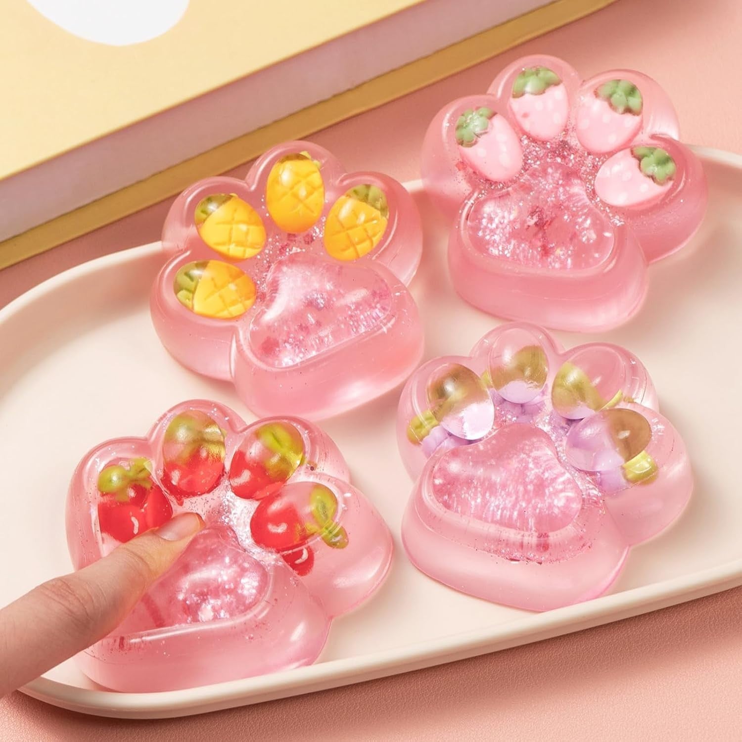 5pcs Cat Paw Squishy Stress Relief Squeeze Fidget Toy Set