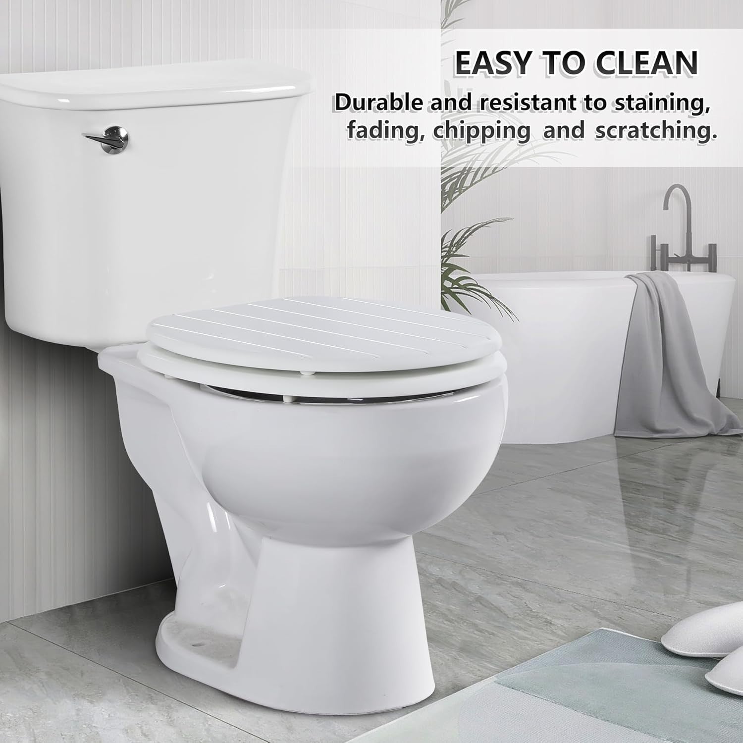 White Wooden Toilet Seat | Antibacterial MDF Oval Design Adjustable Hinges