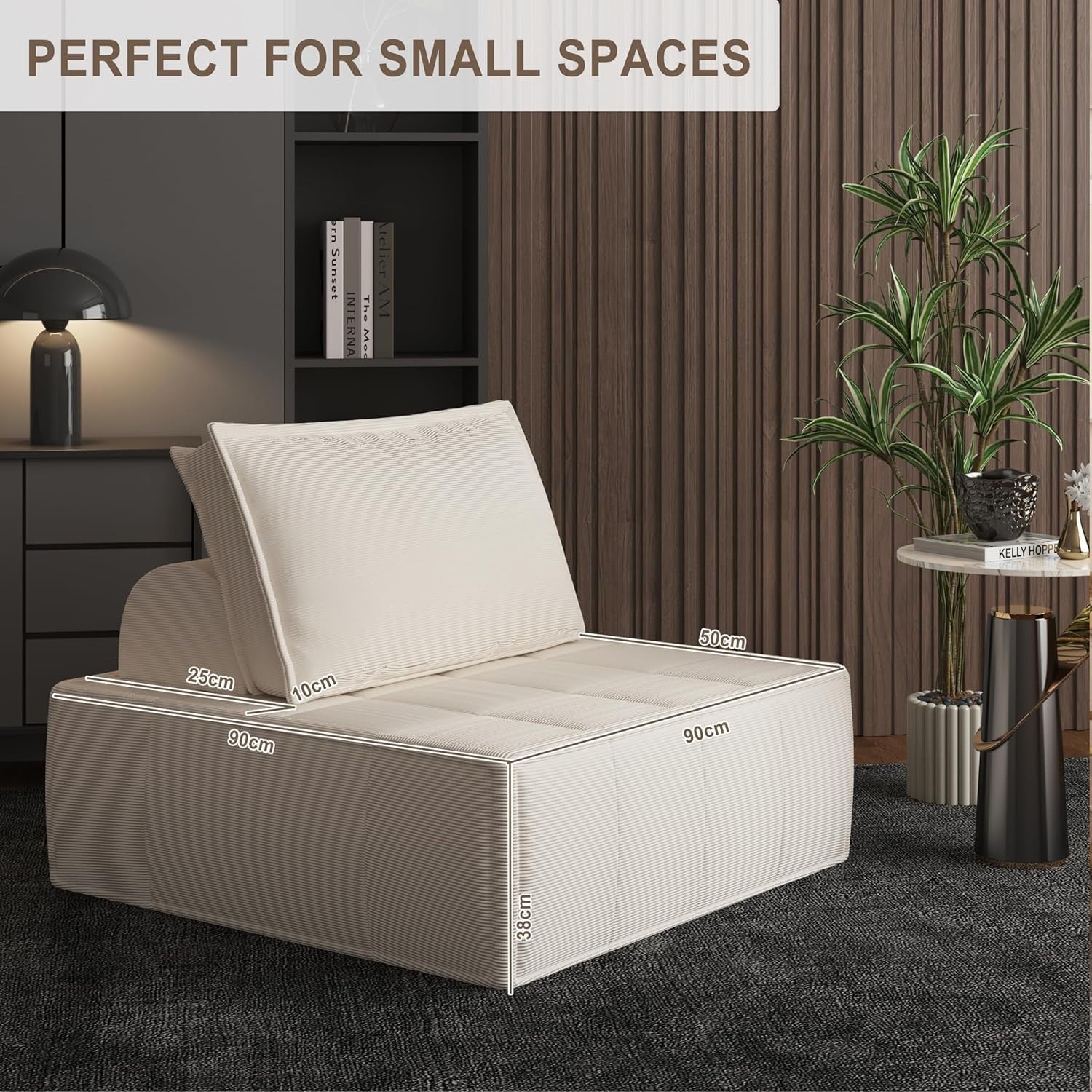 Modular Foldable Sofa Chair Bed Armchair Small Space Seating Beige