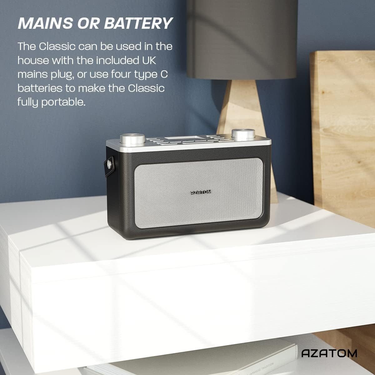 Black Silver DAB DAB+ FM Bluetooth Portable Radio Dual Alarm Leather Style