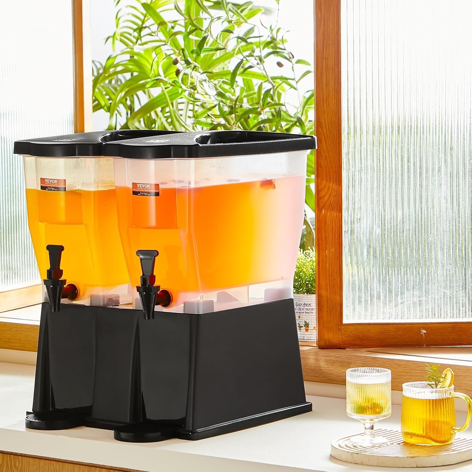 Double Drink Beverage Dispenser 20L | Dual Tank Juice Lemonade Iced Tea Stand