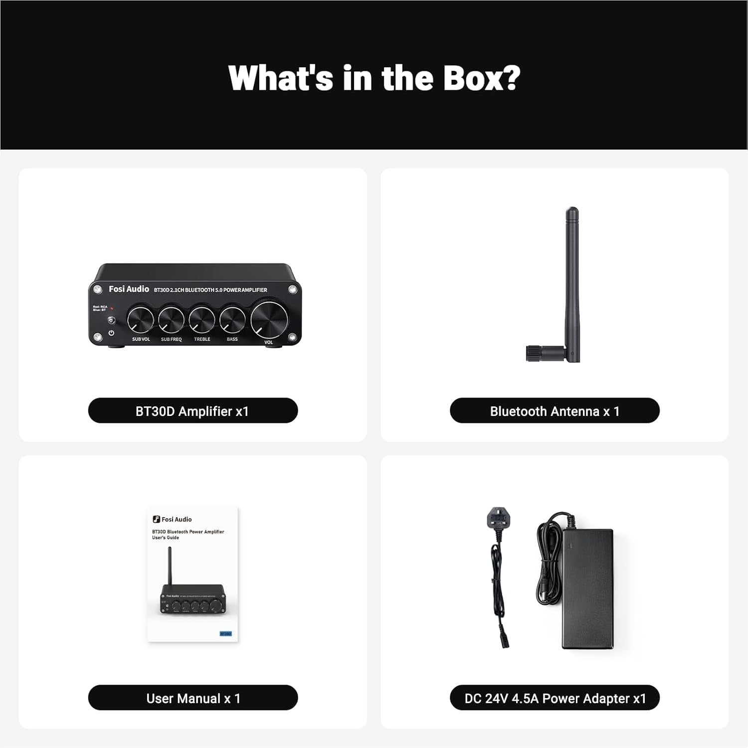 Bluetooth 5.0 Stereo Audio Amplifier 2.1 Channel HiFi Amp 200W Treble Control