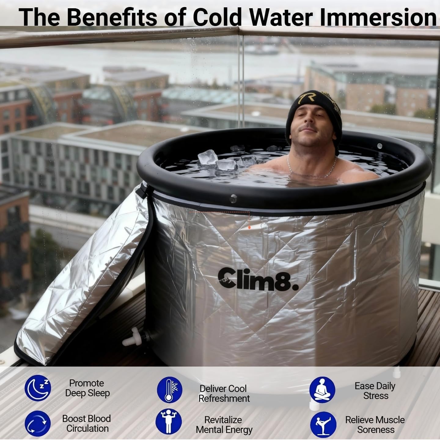 Cold Plunge Ice Bath Tub 85-116 Gal with Cover for Home Recovery