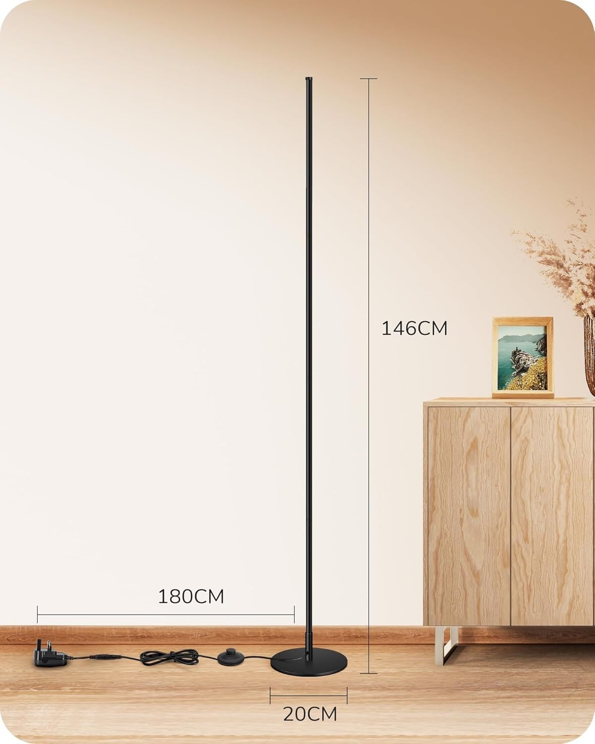 LED Floor Lamp 2 Pack Dimmable Tall Standing Light with Foot Switch