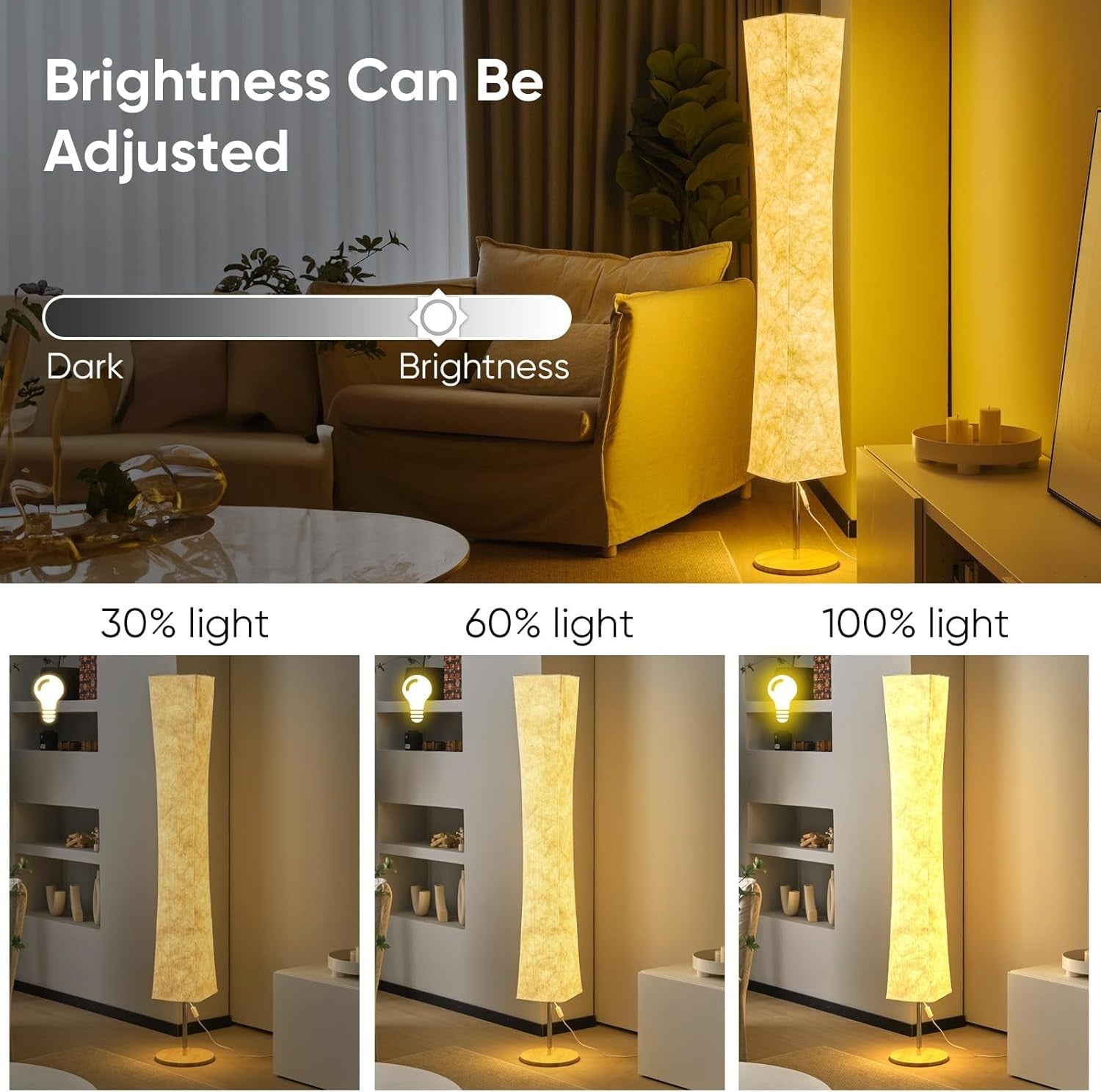LED Floor Lamp Remote Control Dimmable 3 Colour Soft Fabric Standing Light