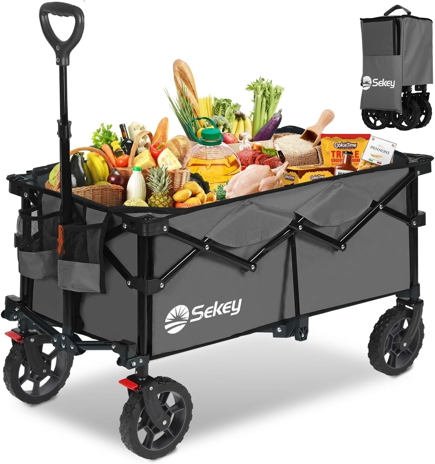 Grey Heavy Duty 135L Folding Festival Trolley All-Terrain Wagon 150kg Capacity