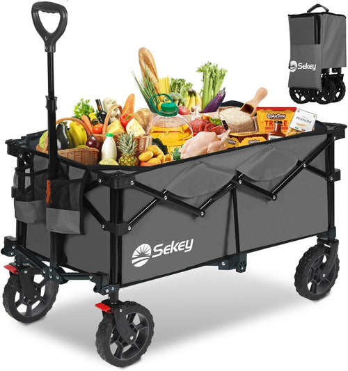Grey Heavy Duty 135L Folding Festival Trolley All-Terrain Wagon 150kg Capacity
