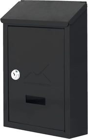 Lockable Wall Mounted Post Box Cast Iron Weatherproof Mailbox Black Secure