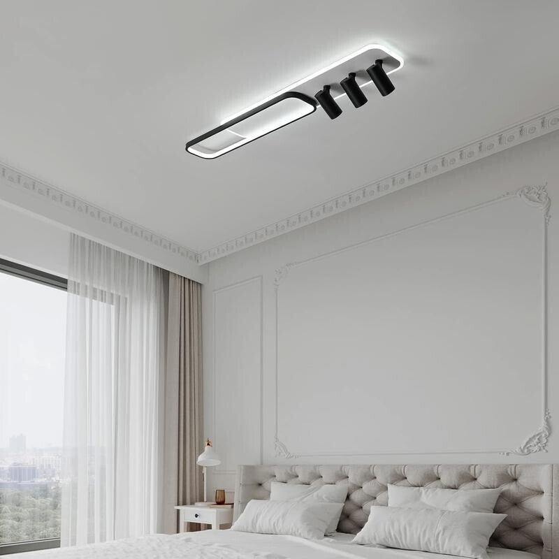 Modern LED Ceiling Light 3-Way Track Spotlight Dimmable 55W Black Fixture