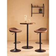 Set of 2 Mocha Bar Stools Faux Leather Swivel Kitchen Chairs with Footrest