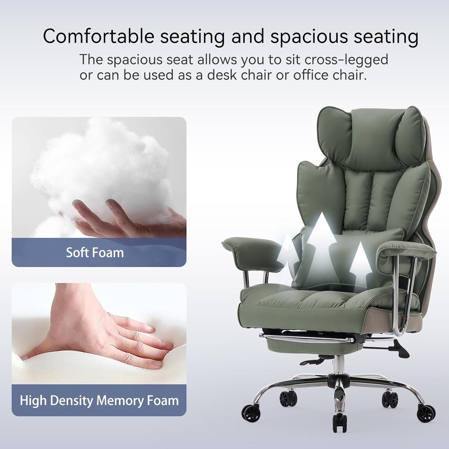 Executive Office Chair Footrest Swivel Adjustable Recliner PU Leather Heavy Duty