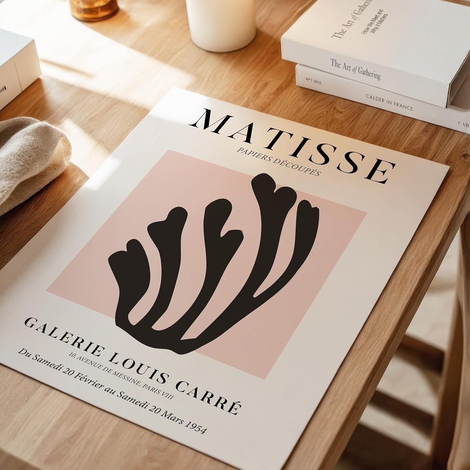 3Pcs Matisse Inspired Wall Art – Black on Blush Modern Minimalist A4