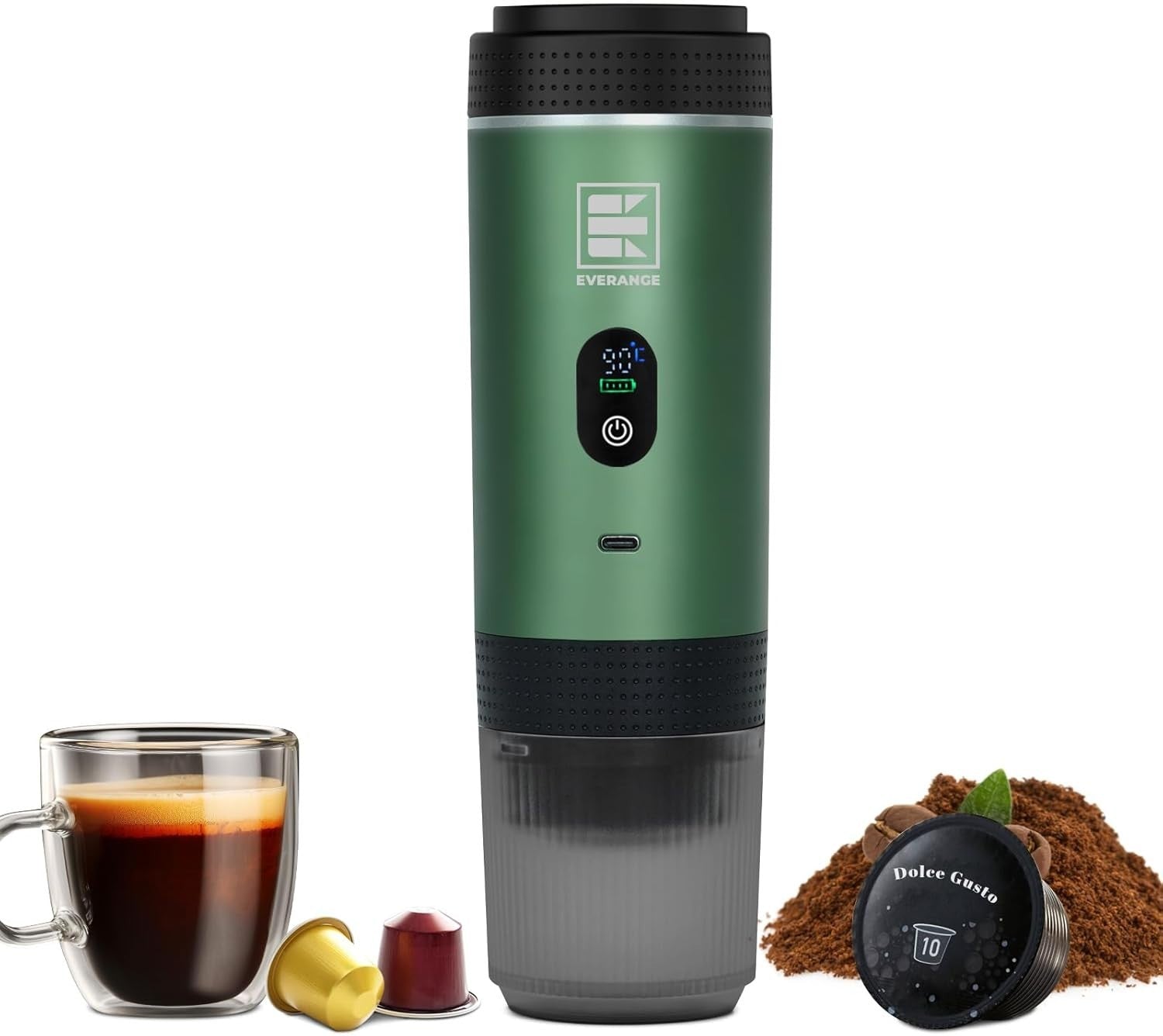 Portable 20Bar Travel Espresso Maker with LCD | Self-Heating Coffee Machine
