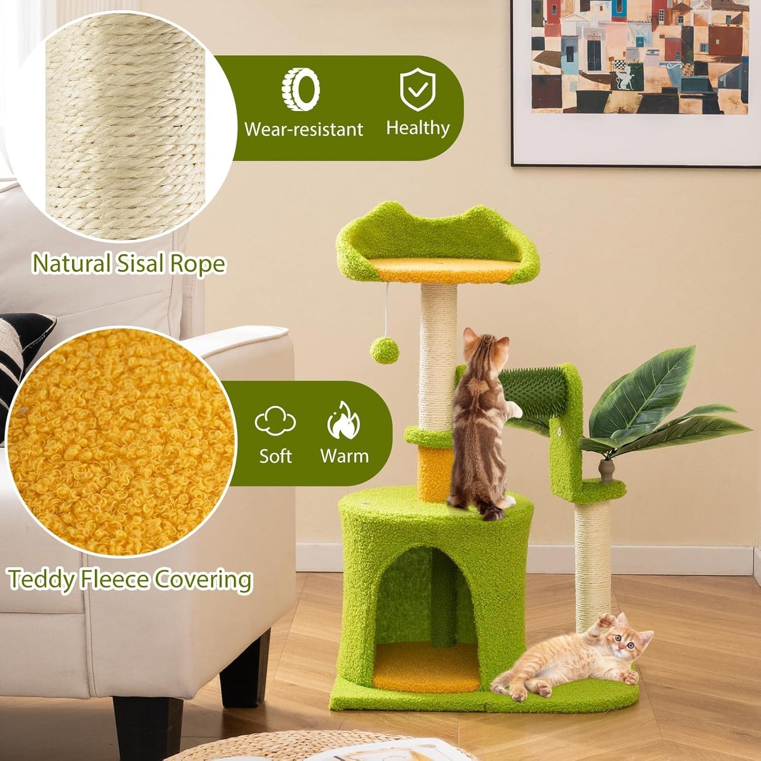 Cat Tree Tower with Condo Scratching Posts Self Groomer Kitten Activity
