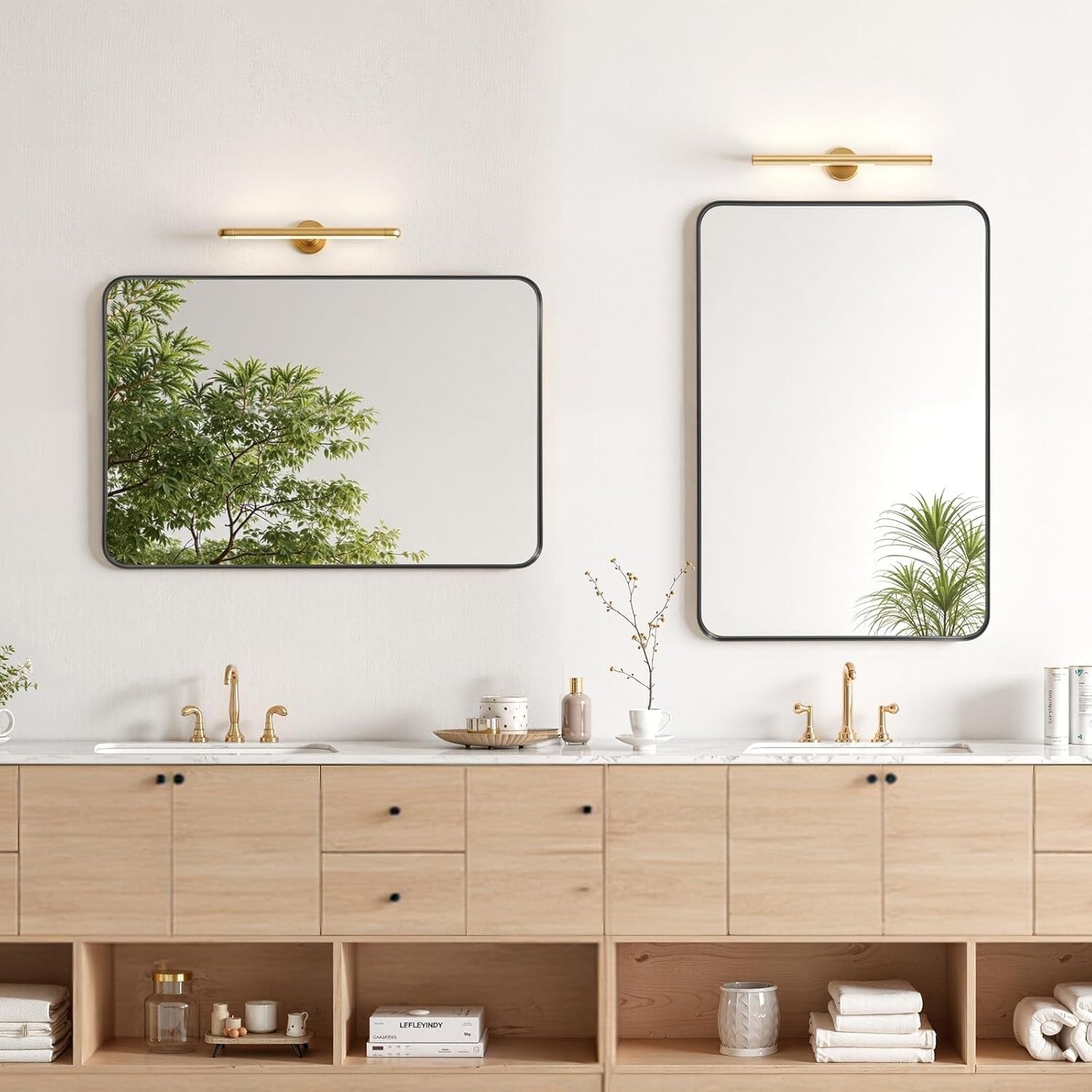 Modern Wall Mirror 100x75cm Black Framed Bathroom Mirror for Home Décor