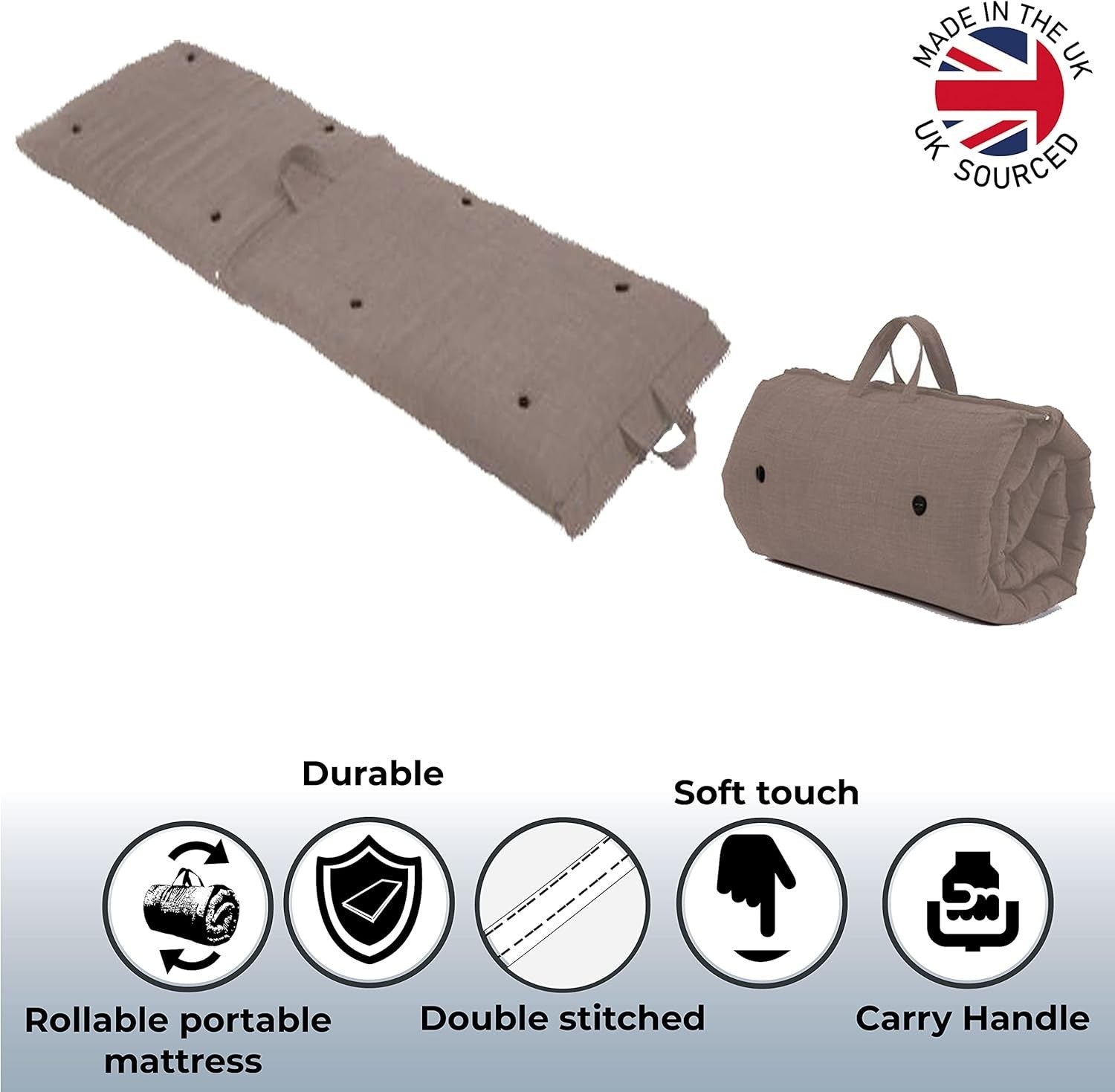 Single Roll-Up Futon Mattress | Folding Bed | Soft Touch | Slate Grey
