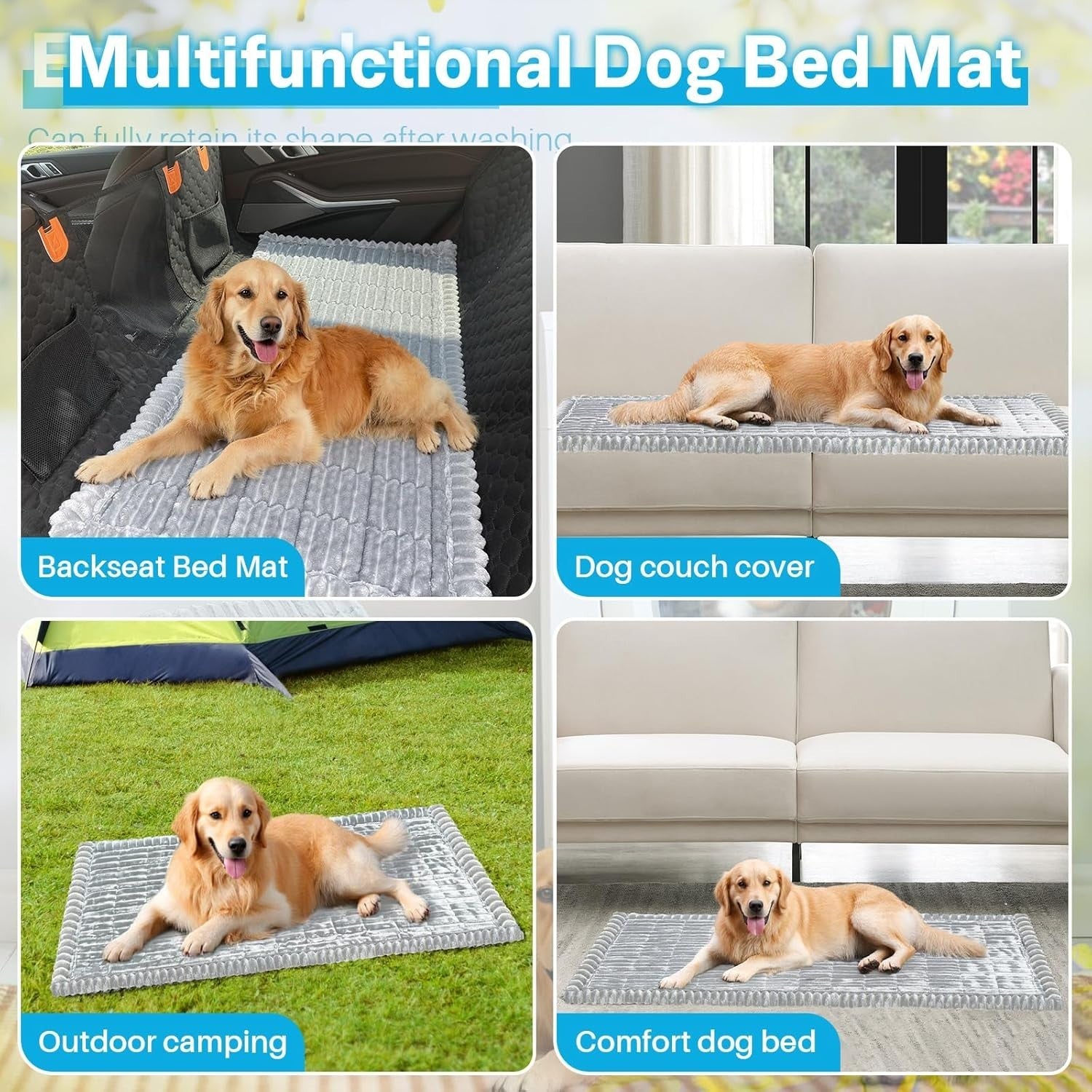 Dog Car Back Seat Bed Mat Non Slip Travel Pet Blanket 138x63cm