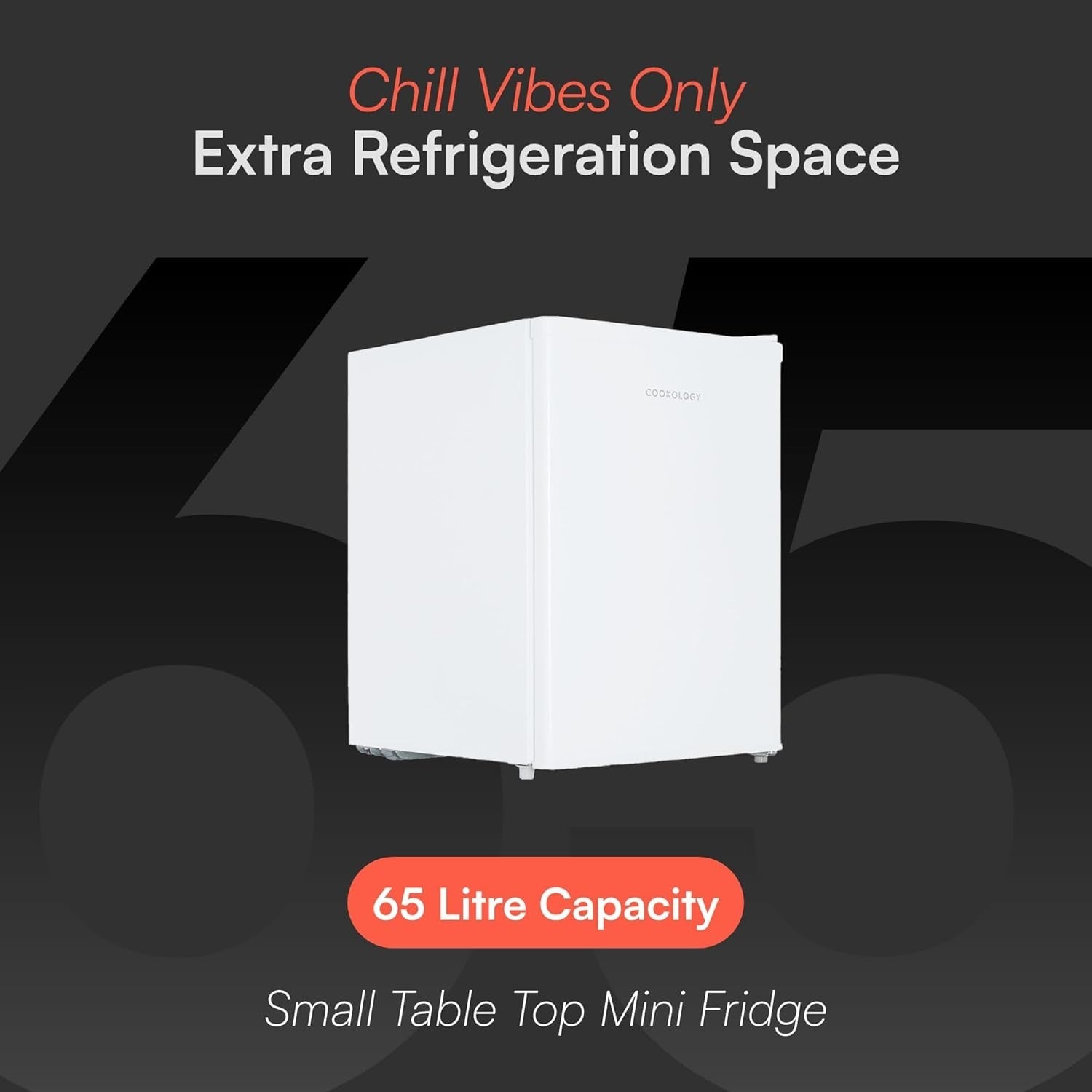 67L Table Top Mini Fridge Compact Freestanding Reversible Door White