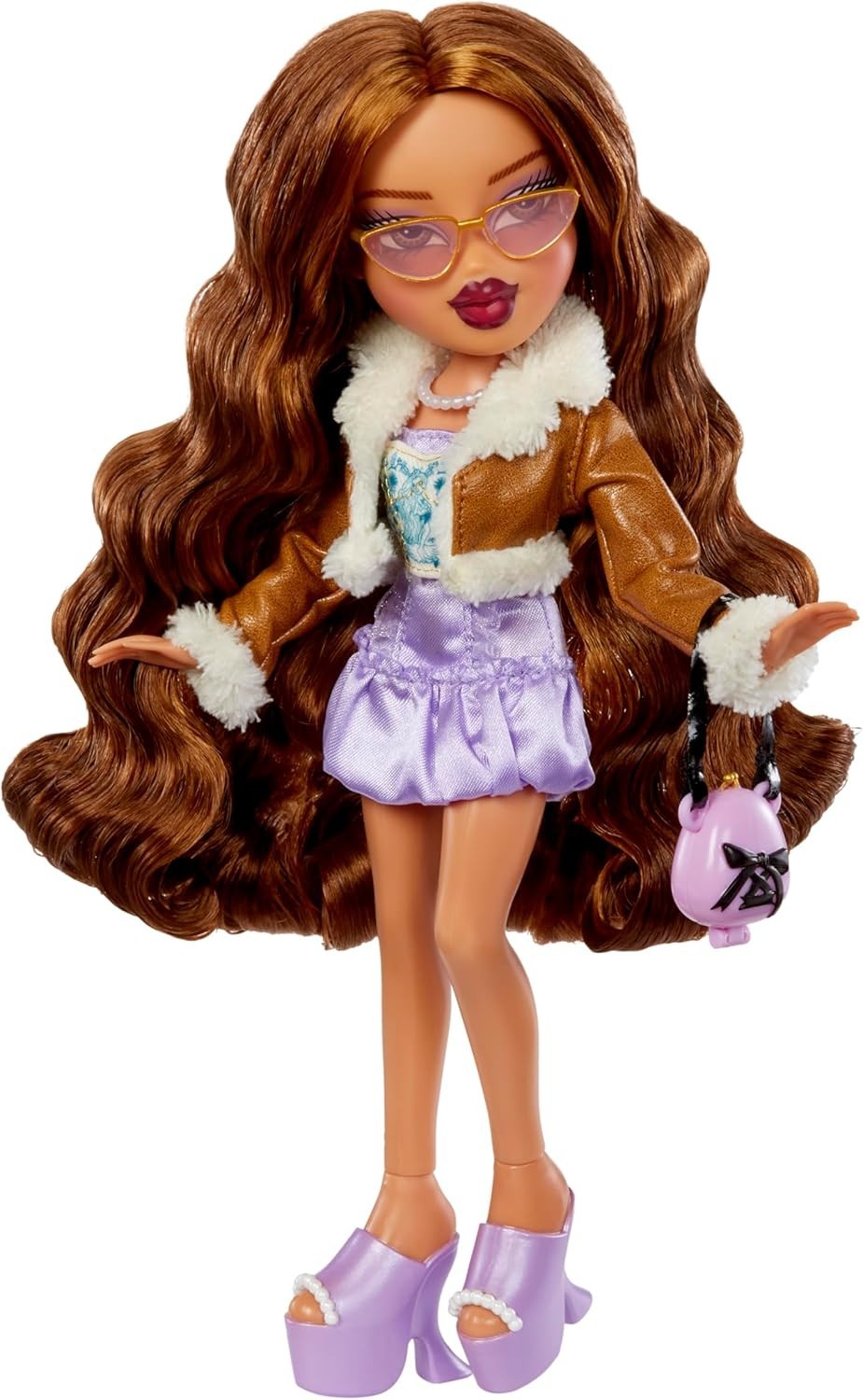 Collectible Fashion Doll Floral Outfit Purse Sunglasses Brush Gift