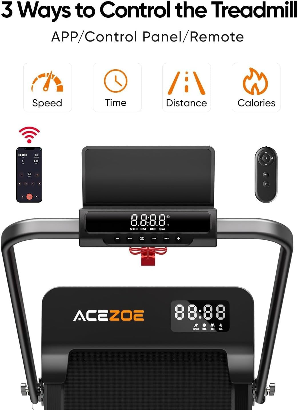 Foldable Home Treadmill 2-in-1 Walking Running Pad 10% Incline LED App Remote
