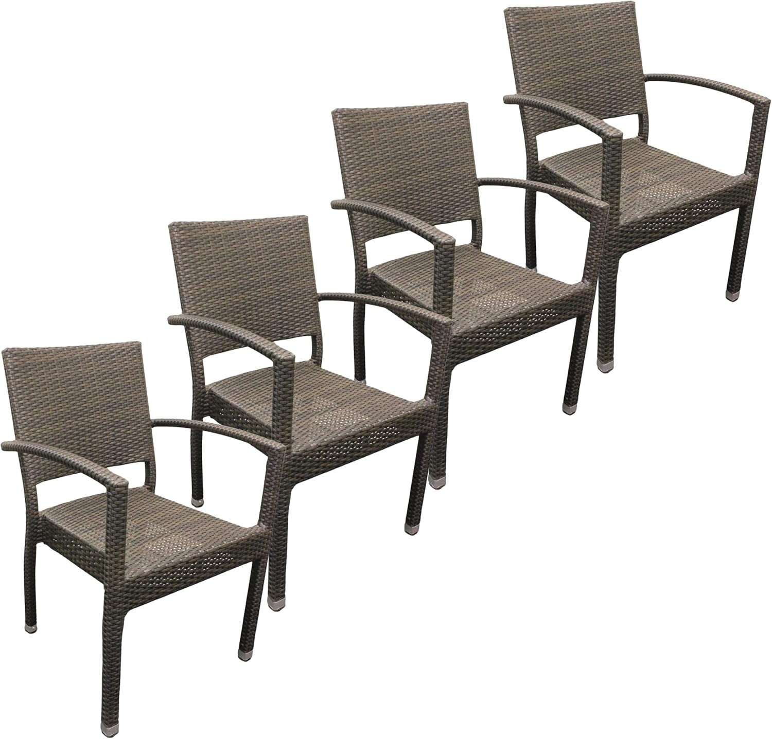 Set of 4 Rattan Dining Armchairs Stackable Outdoor Garden Patio Seating