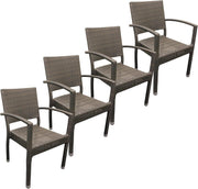 Set of 4 Rattan Dining Armchairs Stackable Outdoor Garden Patio Seating