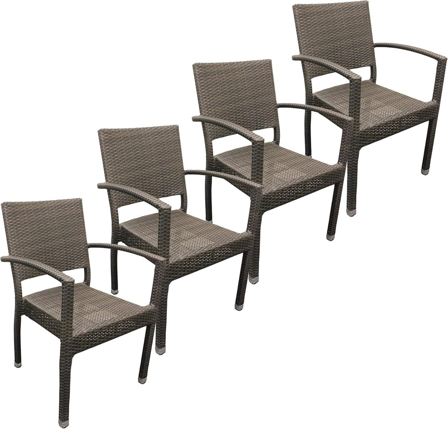 Set of 4 Rattan Dining Armchairs Stackable Outdoor Garden Patio Seating