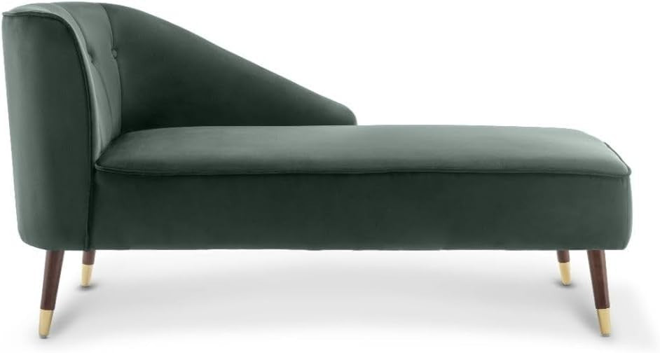 Modern Green Velvet Tufted Right Hand Chaise Lounge Chair Bedroom 160cm