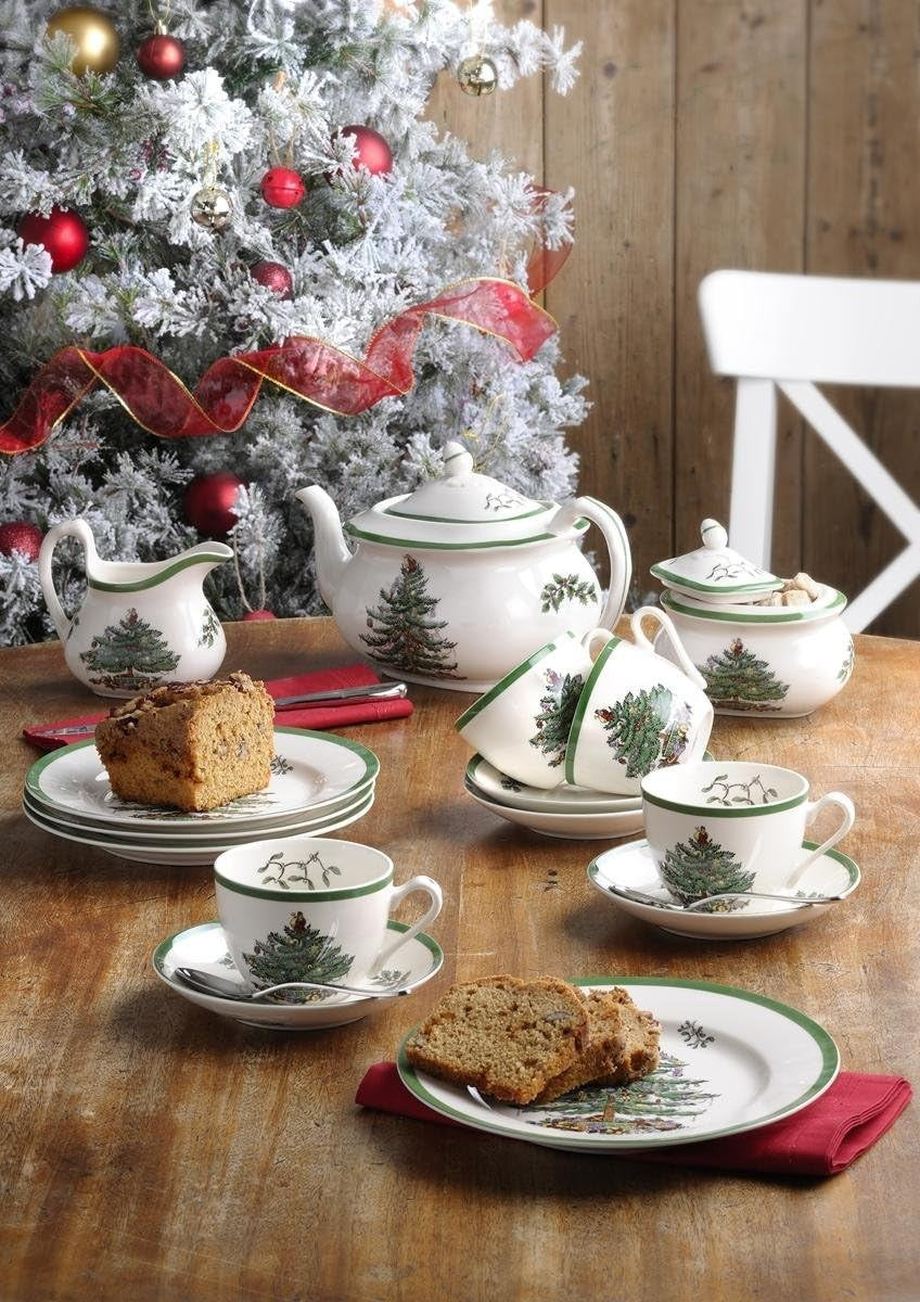 1.28L Porcelain Teapot Christmas Tree Design Tea Pot with Lid