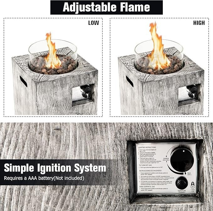 Outdoor Gas Patio Heater 30000BTU Portable Propane Fireplace w/ Cover Guard