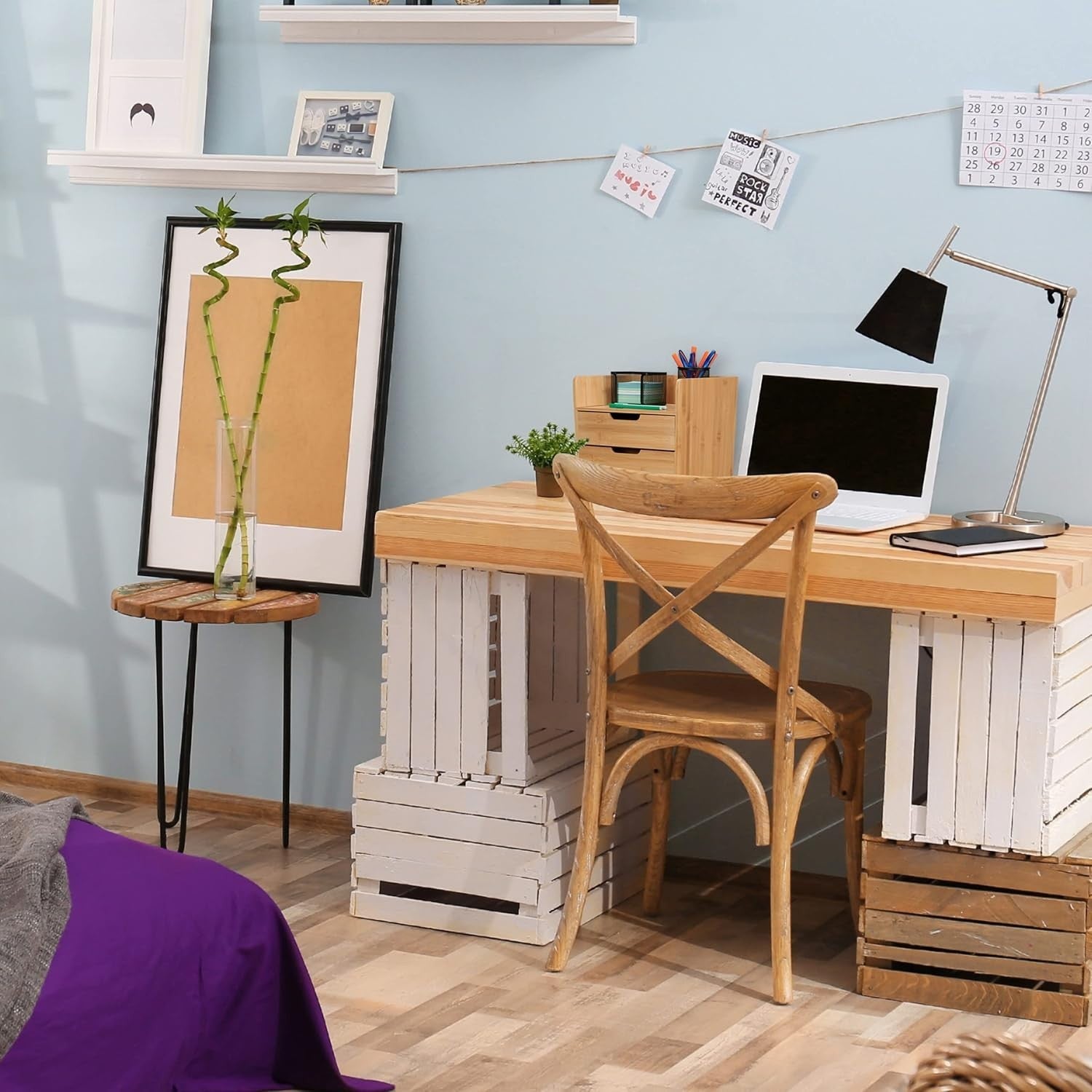 Bamboo Desk Organiser with 3 Drawers & Adjustable Compartments – Office Storage