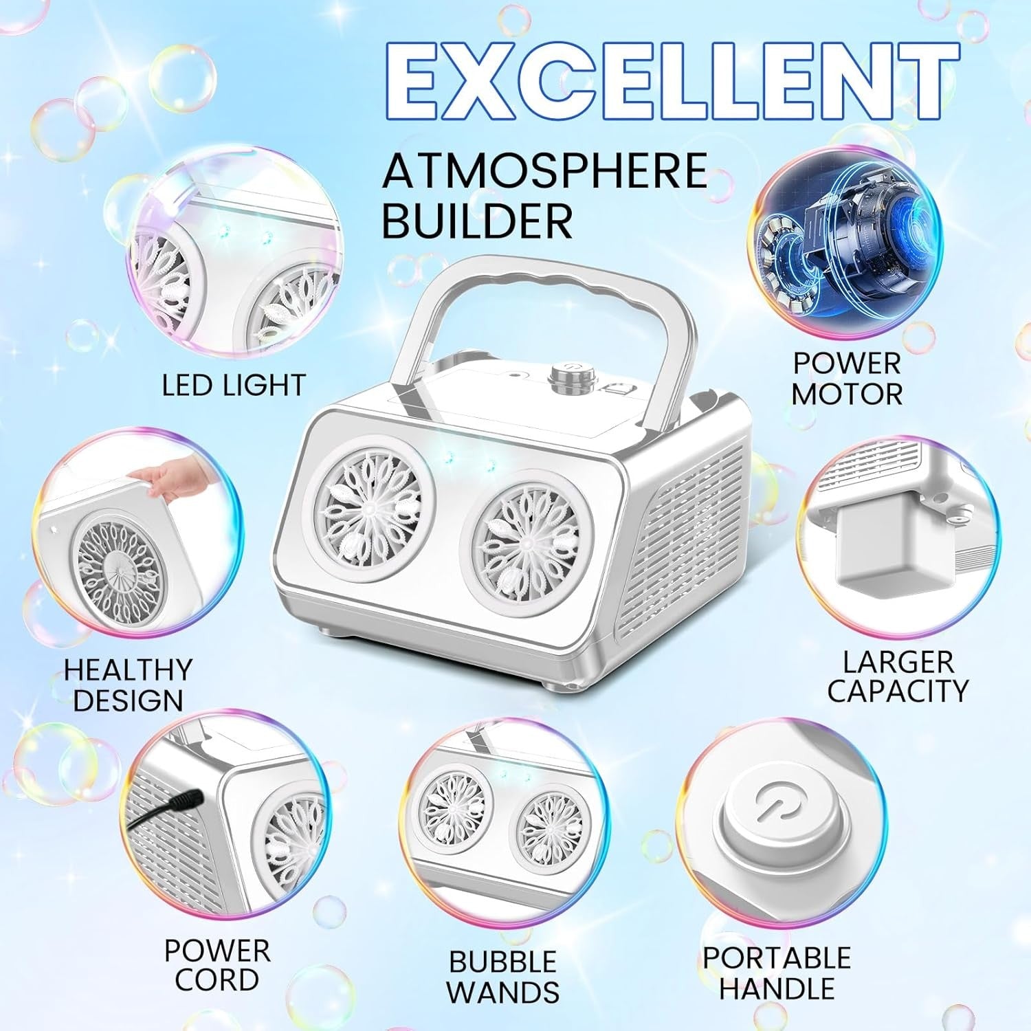 Plug In Bubble Machine 20000 Bubble Portable 2 Fan Toy